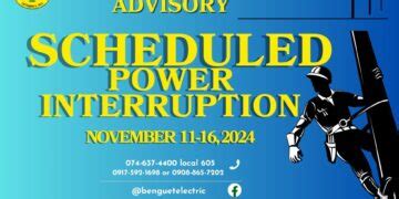BENECO Power Interruption Schedule from November 9.